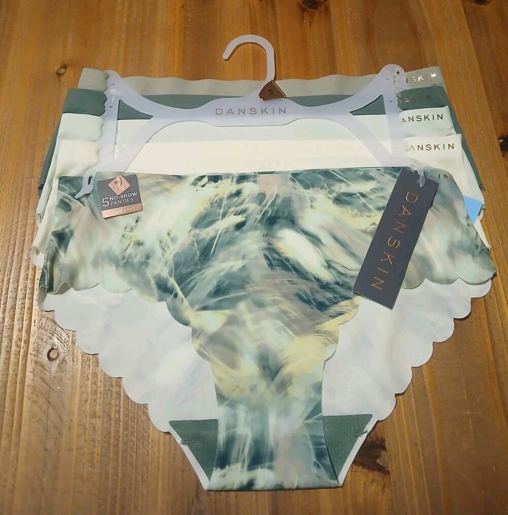 5-Pack Danskin Women's No-Show Scalloped Hipster Panties Greens Small